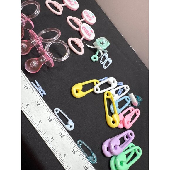 Baby Shower Decorations Cake Topper Se Pink Pacifiers Its A Girl Rattles Colorfu - Picture 3 of 5